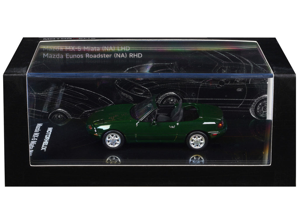 Mazda MX-5 Miata (NA) Convertible British Racing Green 1/64 Diecast Model Car by MotorHelix