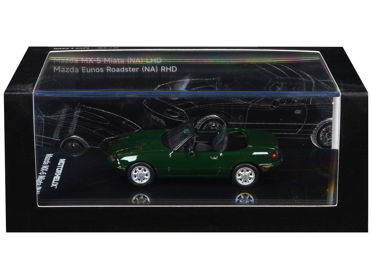 Mazda MX-5 Miata (NA) Convertible British Racing Green 1/64 Diecast Model Car by MotorHelix