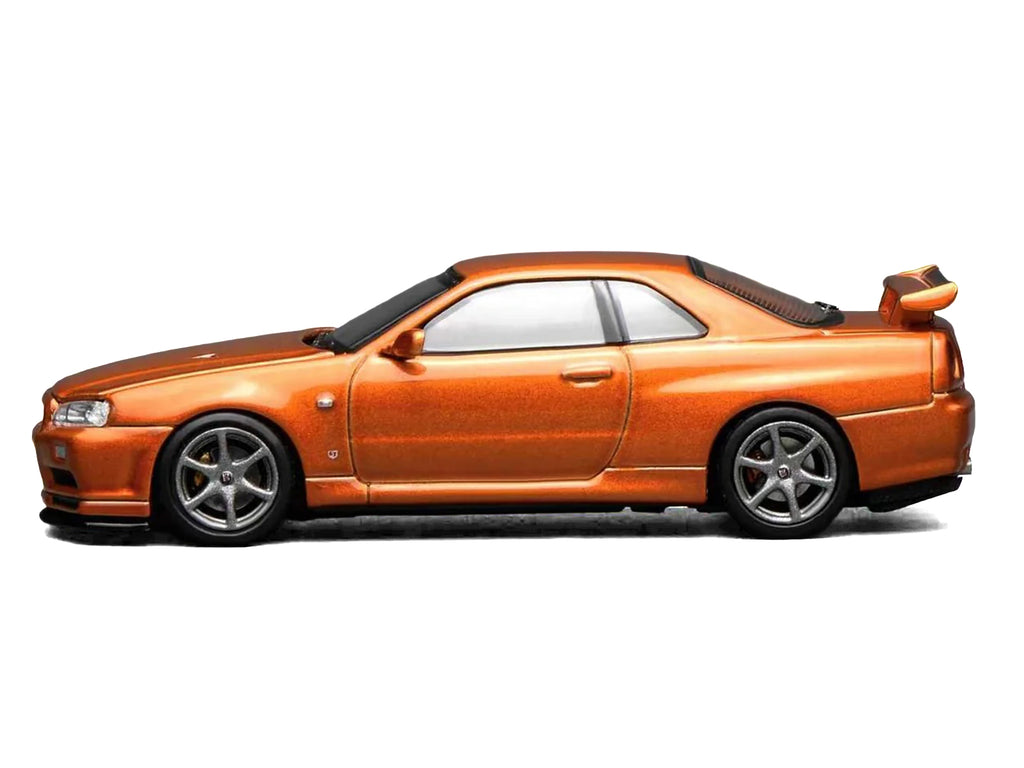 Nissan Skyline GT-R (R34) V-Spec II RHD (Right Hand Drive) Orange Metallic "Senior 64" Series 1/64 Diecast Model Car by MotorHelix - image 4