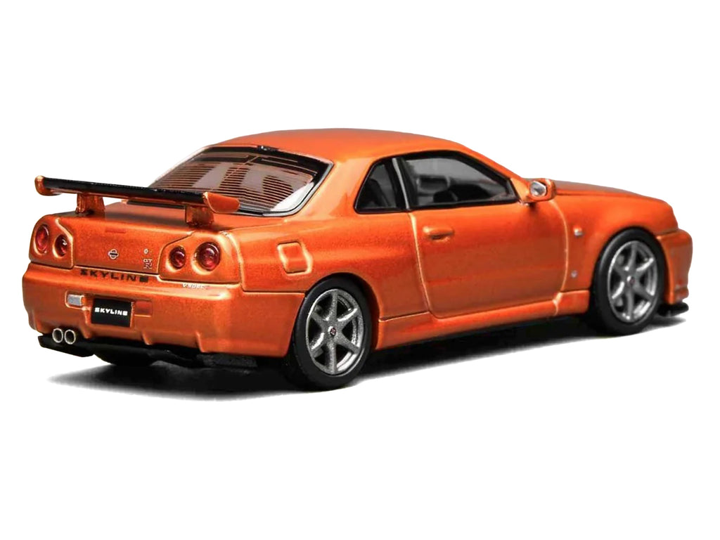 Nissan Skyline GT-R (R34) V-Spec II RHD (Right Hand Drive) Orange Metallic "Senior 64" Series 1/64 Diecast Model Car by MotorHelix - image 5