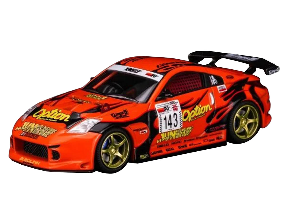 Nissan Fairlady Z RHD (Right Hand Drive) #143 "Option Stream Z" Orange with Graphics 1/64 Diecast Model Car by MotorHelix - image 2