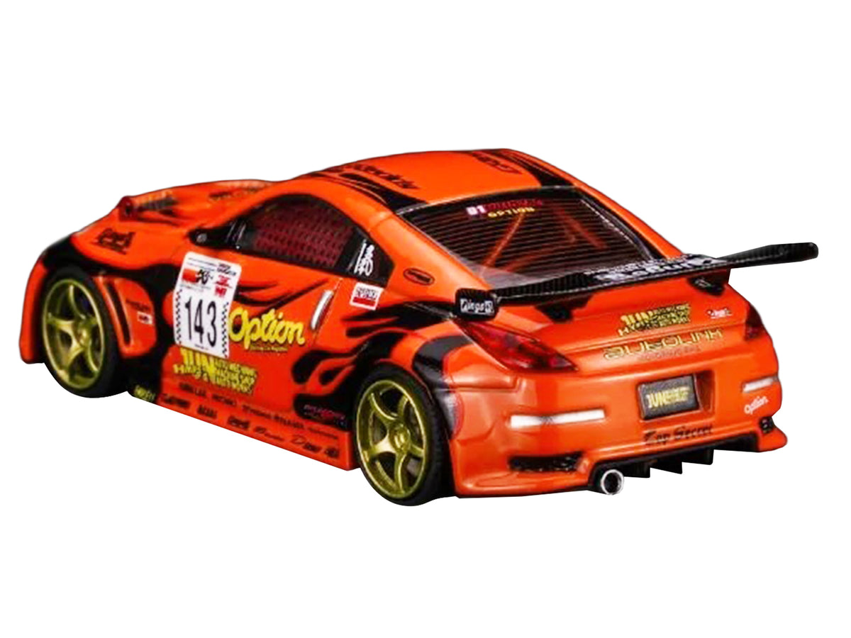 Nissan Fairlady Z RHD (Right Hand Drive) #143 "Option Stream Z" Orange with Graphics 1/64 Diecast Model Car by MotorHelix - image 4