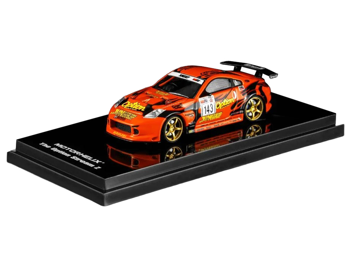 Nissan Fairlady Z RHD (Right Hand Drive) #143 "Option Stream Z" Orange with Graphics 1/64 Diecast Model Car by MotorHelix - image 5