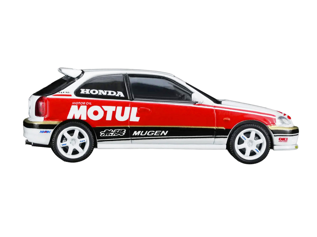 Honda Civic Type R (EK9) RHD (Right Hand Drive) "Motul" White with Black and Red Stripes 1/64 Diecast Model Car by MotorHelix - image 3
