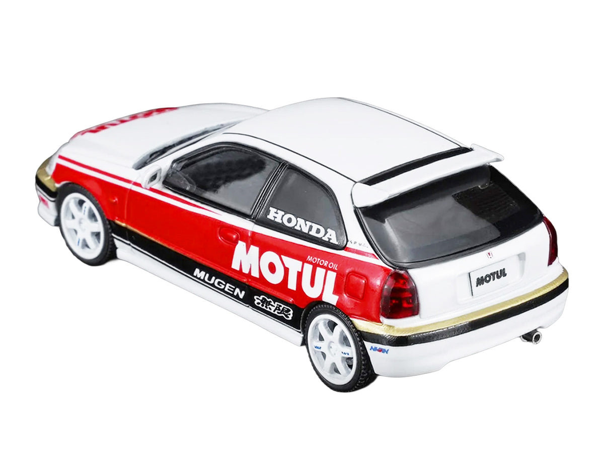 Honda Civic Type R (EK9) RHD (Right Hand Drive) "Motul" White with Black and Red Stripes 1/64 Diecast Model Car by MotorHelix - image 4