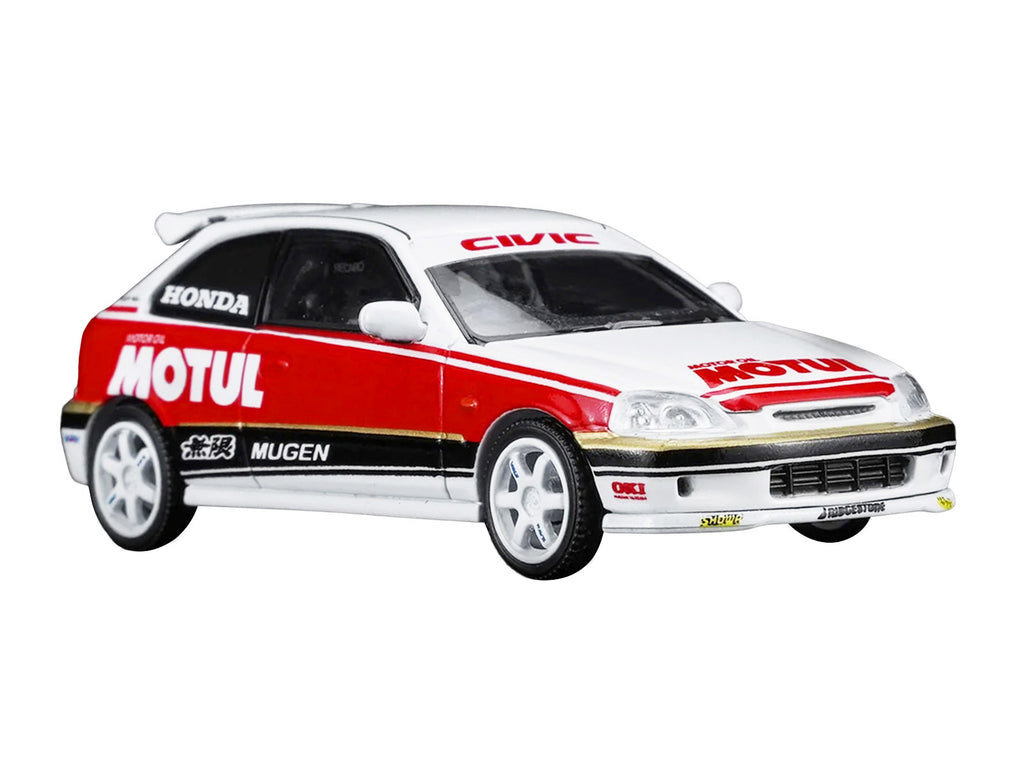 Honda Civic Type R (EK9) RHD (Right Hand Drive) "Motul" White with Black and Red Stripes 1/64 Diecast Model Car by MotorHelix - image 5