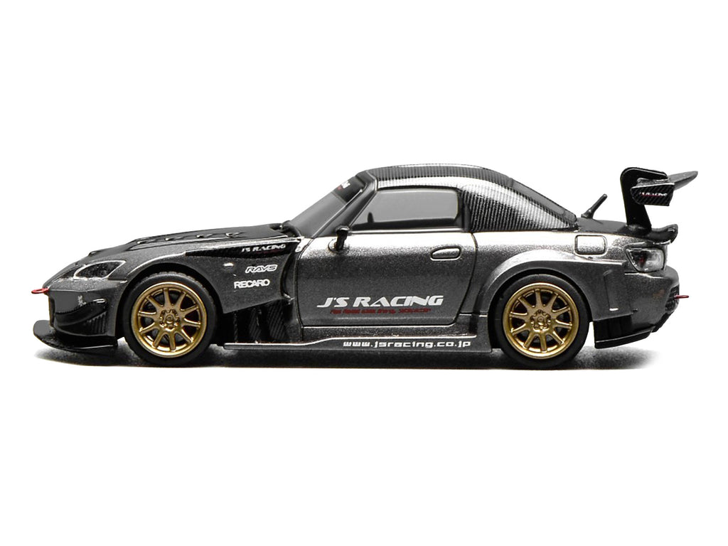 Honda S2000 RHD (Right Hand Drive) "J's Racing" Moon Rock Gray Metallic with Carbon Hood and Top 1/64 Diecast Model Car by MotorHelix - image 4