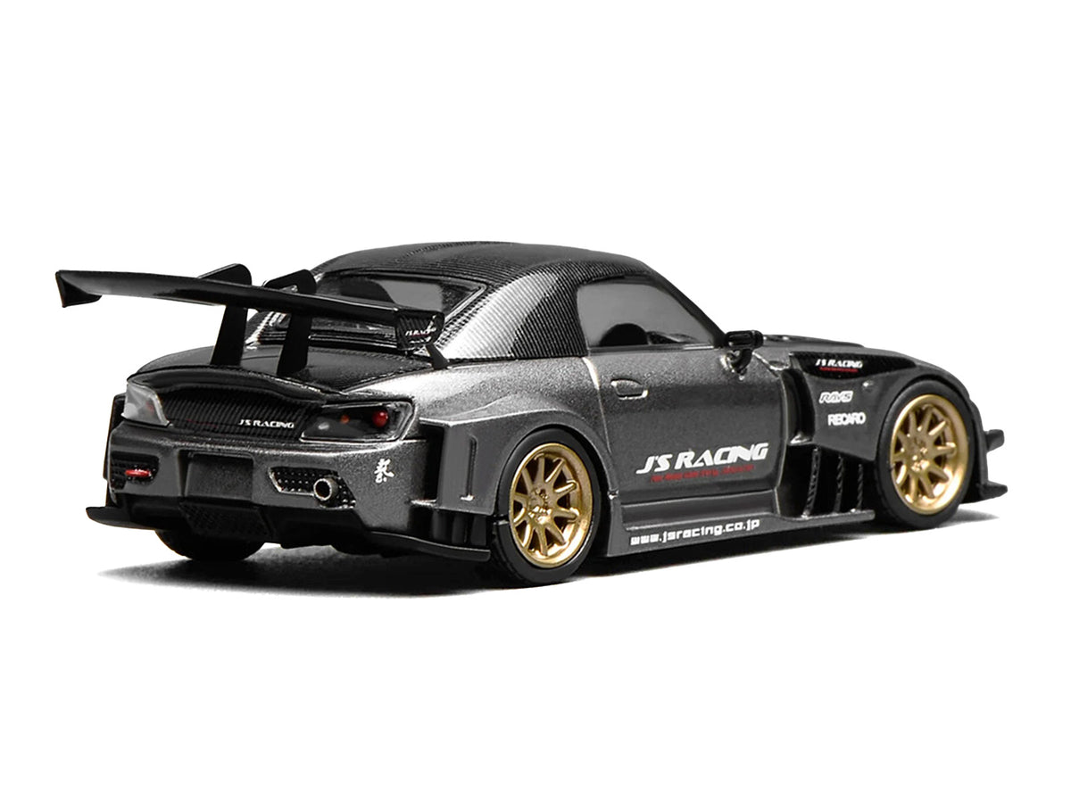 Honda S2000 RHD (Right Hand Drive) "J's Racing" Moon Rock Gray Metallic with Carbon Hood and Top 1/64 Diecast Model Car by MotorHelix - image 5