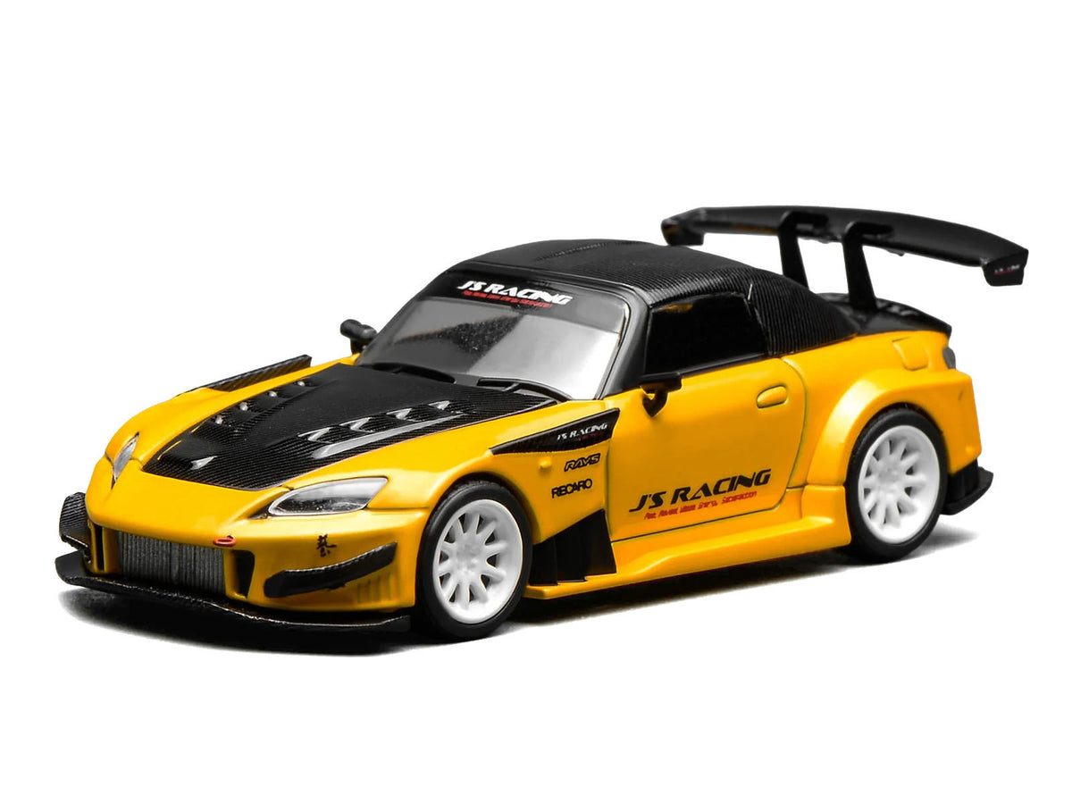 Honda S2000 RHD (Right Hand Drive) "J's Racing" New Indy Yellow Pearl with Carbon Hood and Top 1/64 Diecast Model Car by MotorHelix - image 2