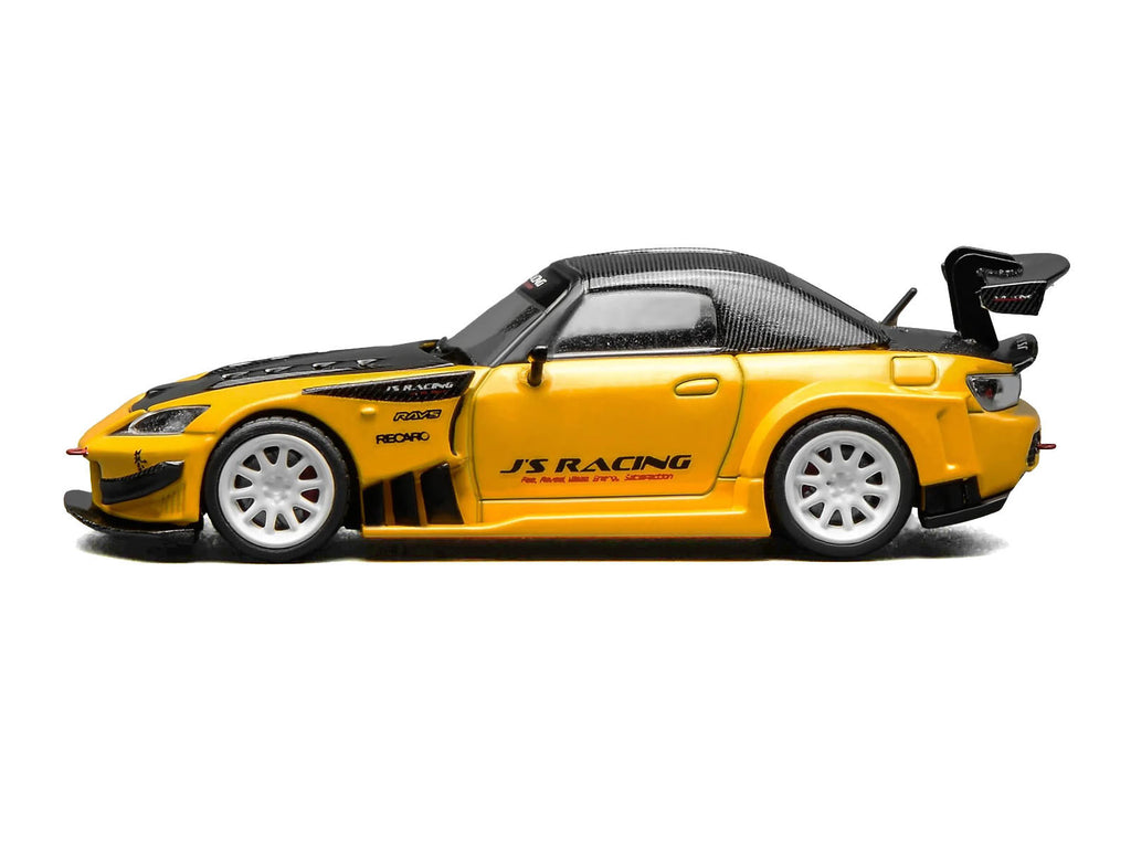 Honda S2000 RHD (Right Hand Drive) "J's Racing" New Indy Yellow Pearl with Carbon Hood and Top 1/64 Diecast Model Car by MotorHelix - image 4