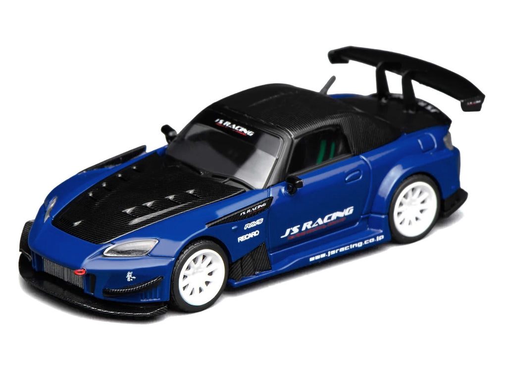Honda S2000 RHD (Right Hand Drive) "J's Racing" Apex Blue Pearl with Carbon Hood and Top 1/64 Diecast Model Car by MotorHelix - image 2