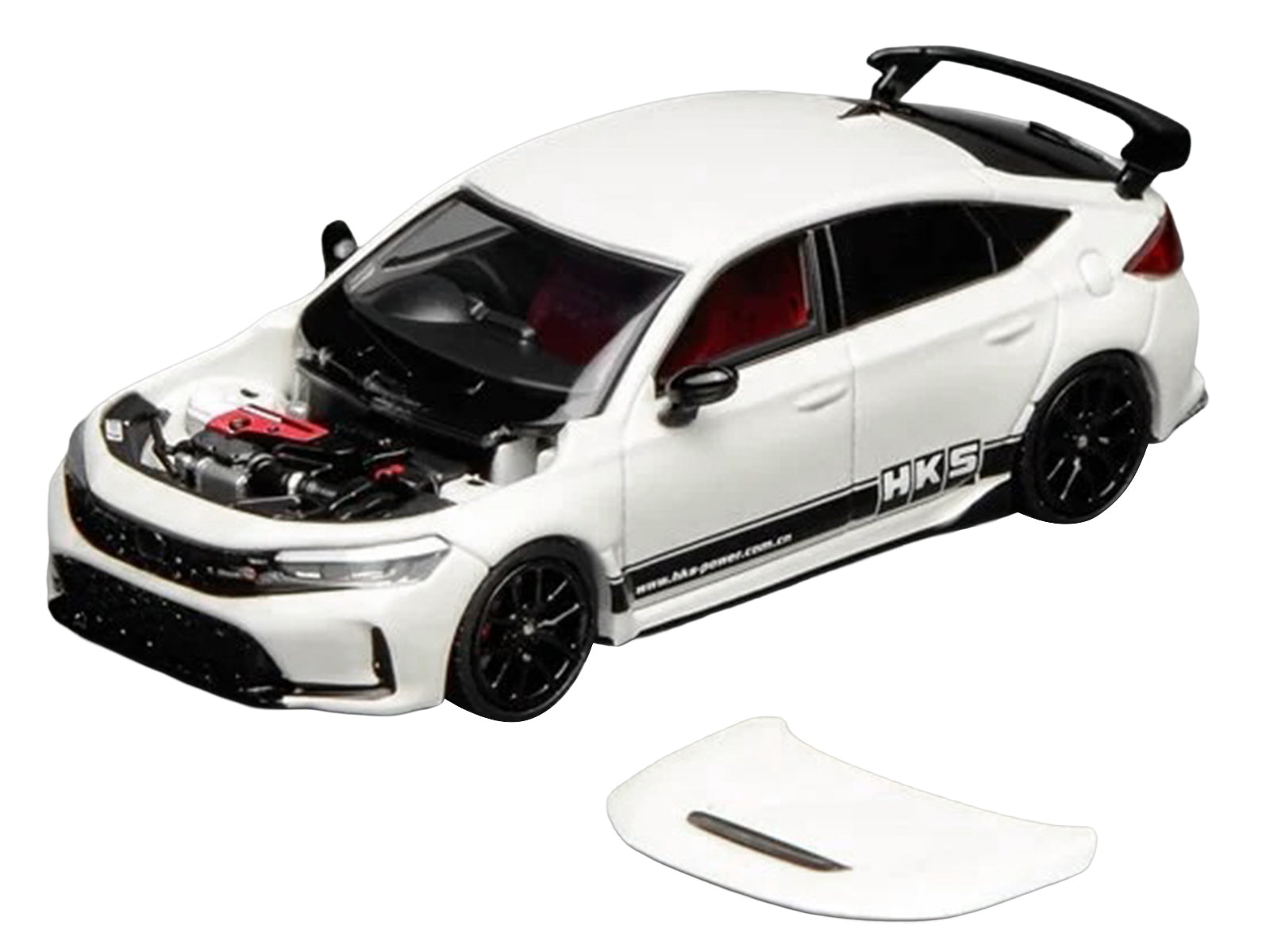 Honda Civic Type R (FL5) RHD (Right Hand Drive) "HKS" White with Black Stripes 1/64 Diecast Model Car by MotorHelix - image 2
