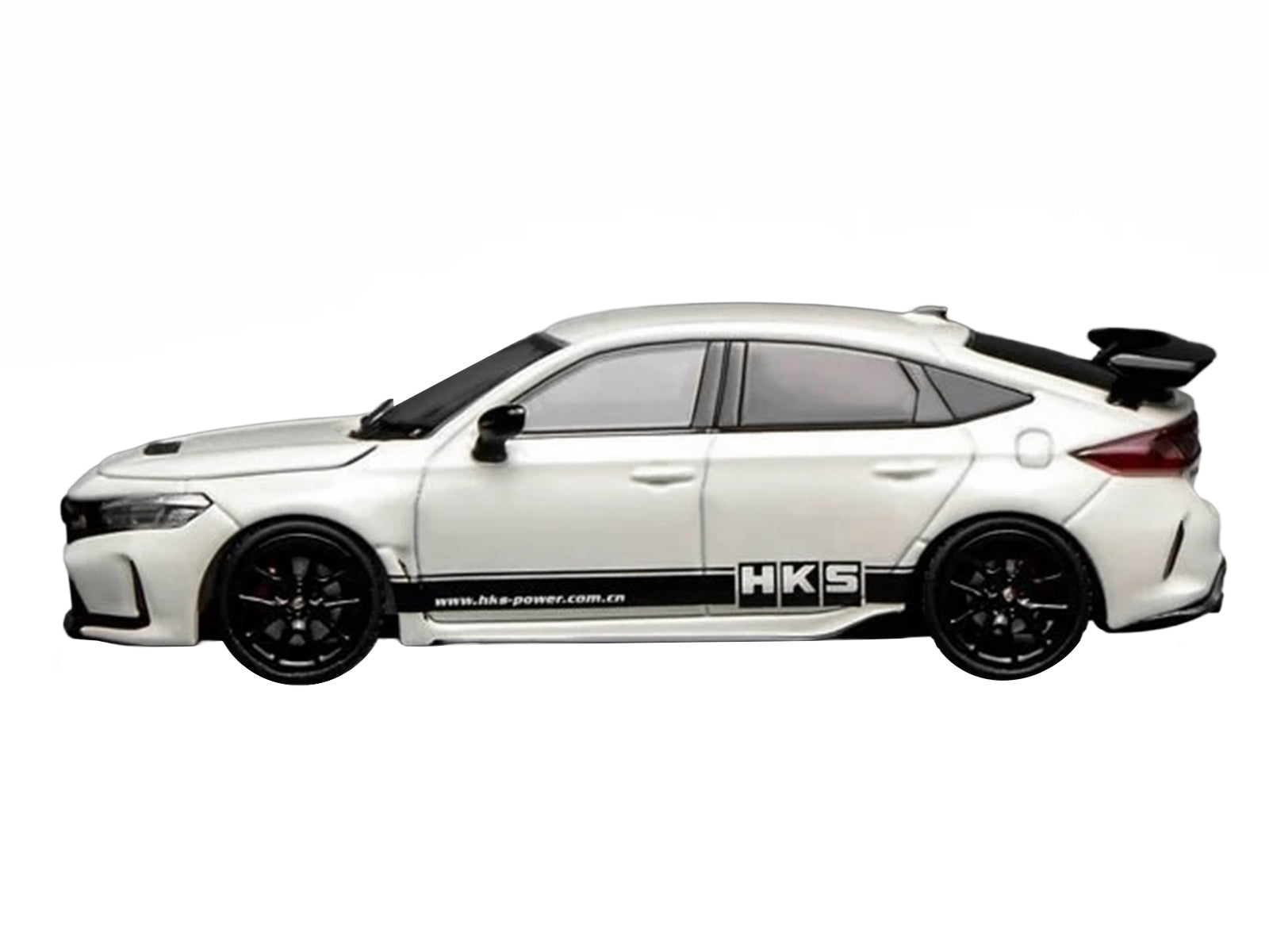 Honda Civic Type R (FL5) RHD (Right Hand Drive) "HKS" White with Black Stripes 1/64 Diecast Model Car by MotorHelix - image 3