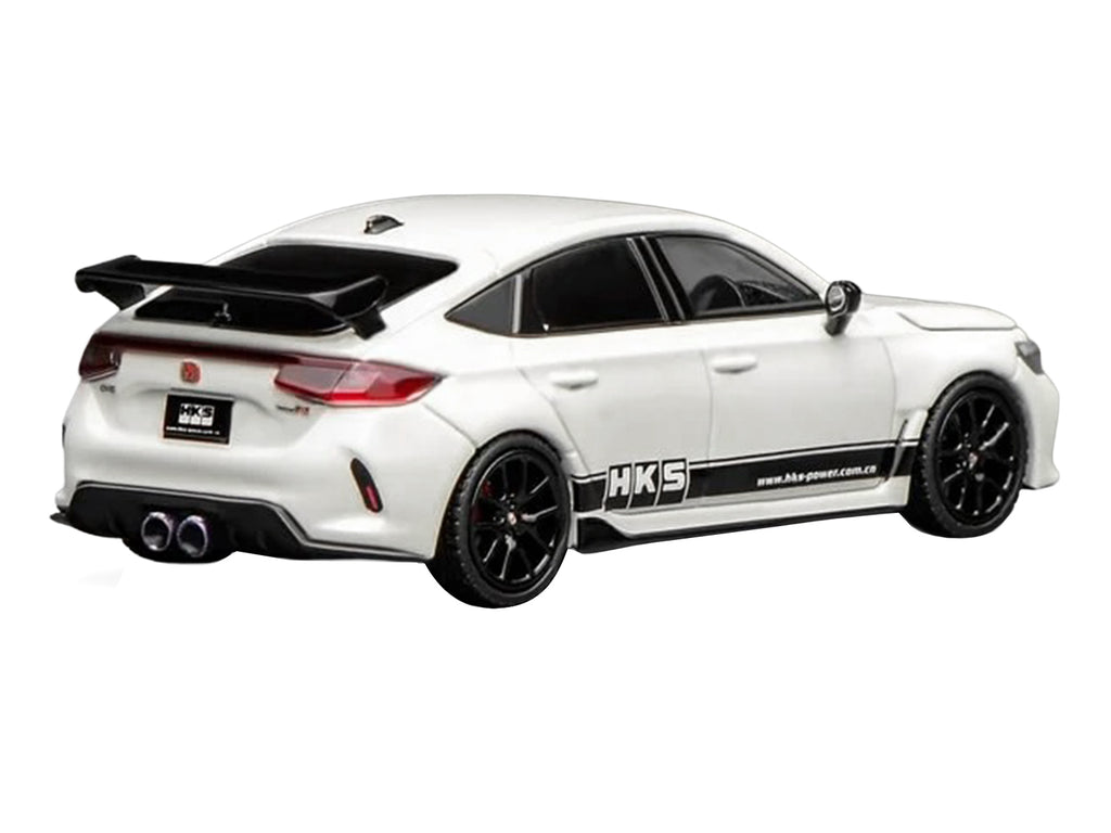Honda Civic Type R (FL5) RHD (Right Hand Drive) "HKS" White with Black Stripes 1/64 Diecast Model Car by MotorHelix - image 4