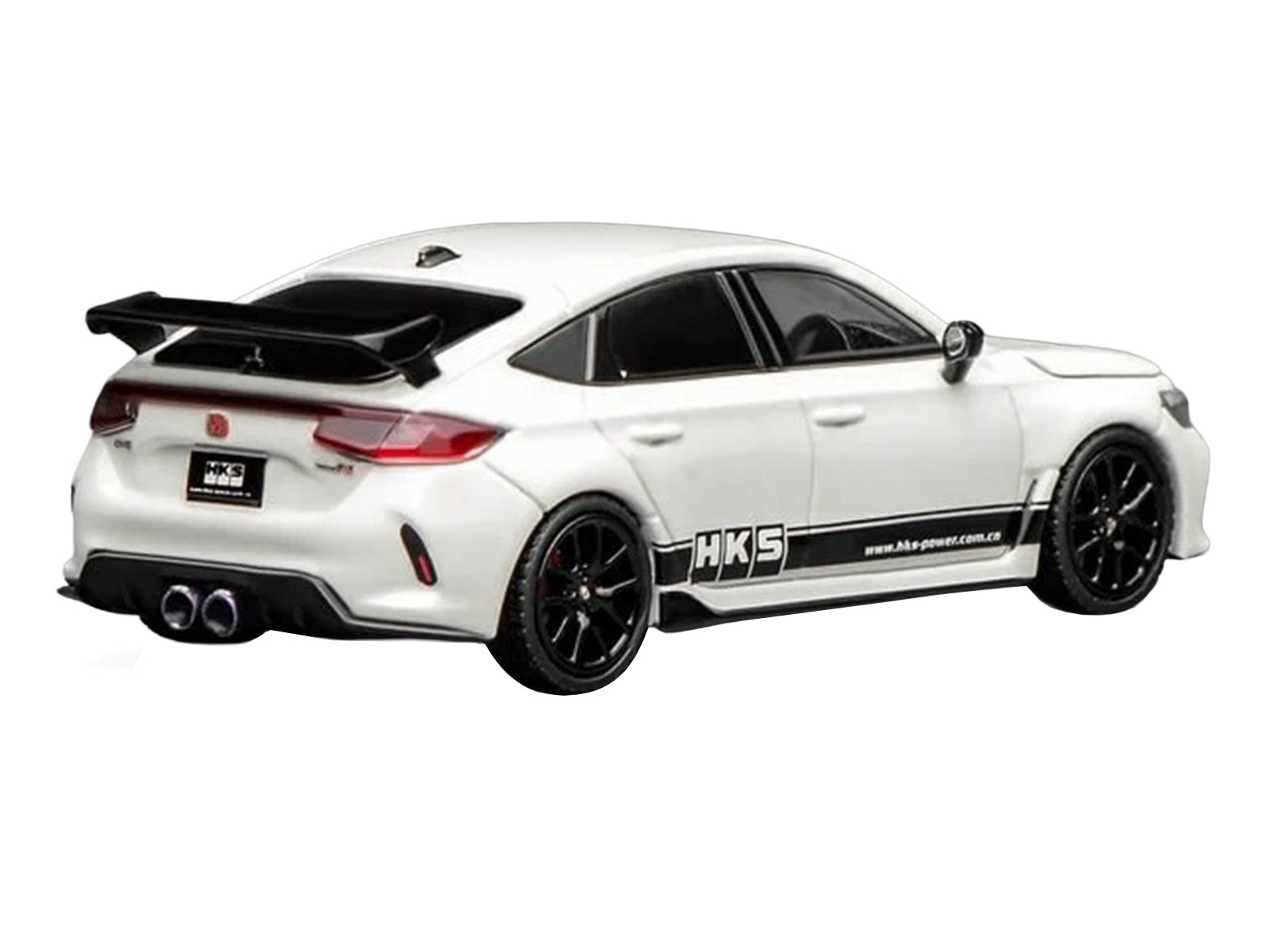 Honda Civic Type R (FL5) RHD (Right Hand Drive) "HKS" White with Black Stripes 1/64 Diecast Model Car by MotorHelix - image 4