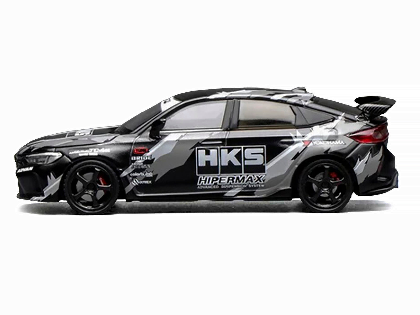 Honda Civic Type R (FL5) RHD (Right Hand Drive) "HKS" Matt Black with Graphics 1/64 Diecast Model Car by MotorHelix - image 3