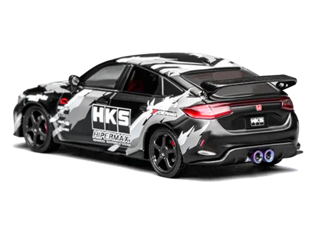 Honda Civic Type R (FL5) RHD (Right Hand Drive) "HKS" Matt Black with Graphics 1/64 Diecast Model Car by MotorHelix - image 4