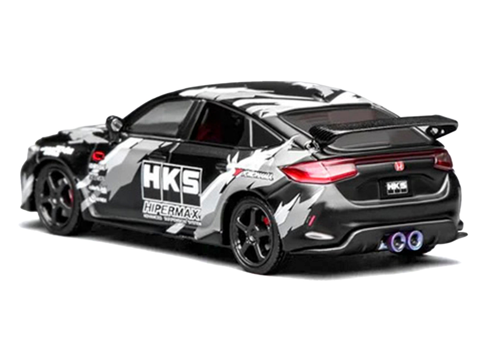 Honda Civic Type R (FL5) RHD (Right Hand Drive) "HKS" Matt Black with Graphics 1/64 Diecast Model Car by MotorHelix - image 4