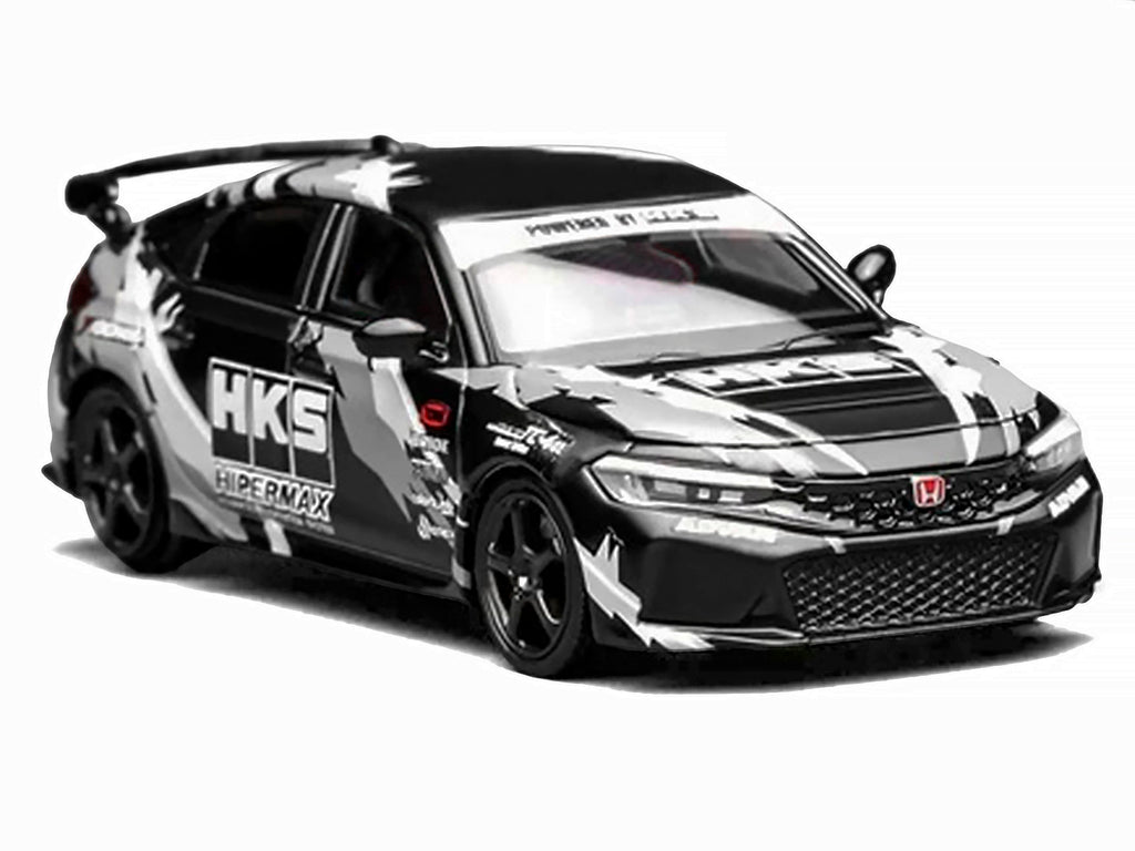 Honda Civic Type R (FL5) RHD (Right Hand Drive) "HKS" Matt Black with Graphics 1/64 Diecast Model Car by MotorHelix - image 5