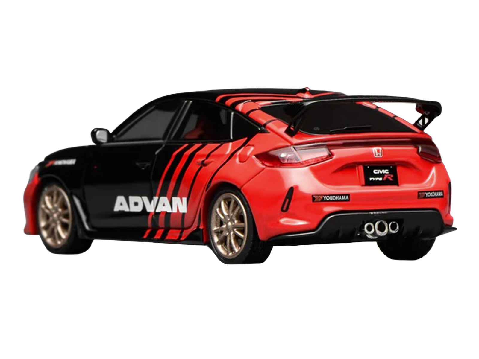 Honda Civic Type R (FL5) RHD (Right Hand Drive) "ADVAN" Black and Red 1/64 Diecast Model Car by MotorHelix - image 3