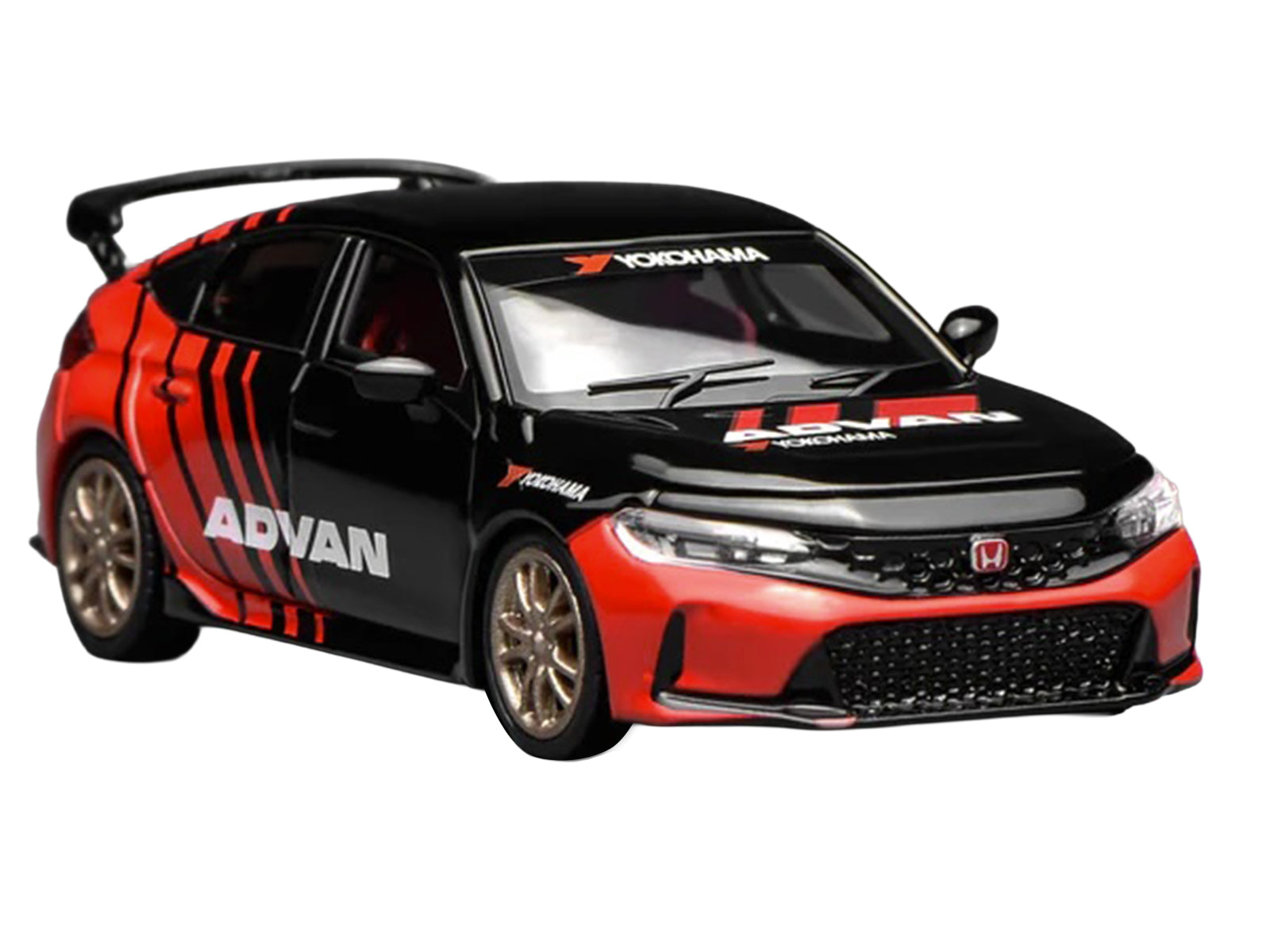 Honda Civic Type R (FL5) RHD (Right Hand Drive) "ADVAN" Black and Red 1/64 Diecast Model Car by MotorHelix - image 4