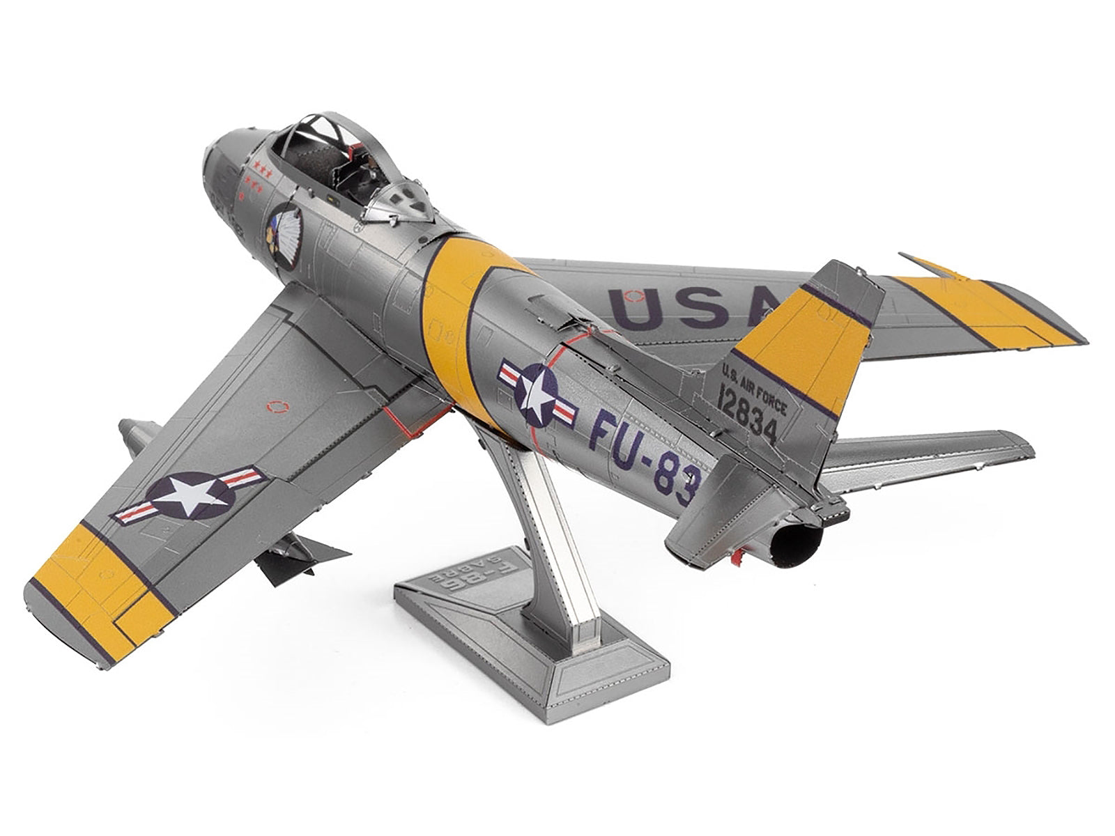 Model Kit North American F-86 Sabre Fighter Aircraft "Jolley Roger" United States Air Force (Moderate Difficulty) Steel Model by Metal Earth - image 3