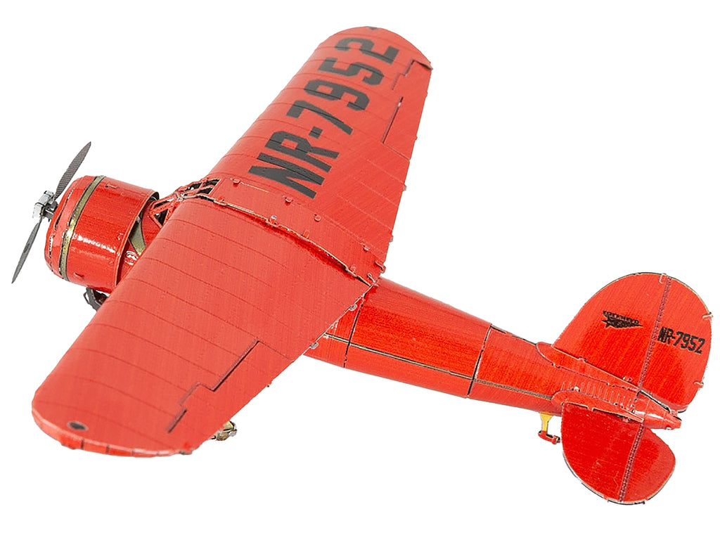 Model Kit Lockheed Vega 5B Monoplane Aircraft "Little Red Bus - Amelia Earhart" Red (Moderate Difficulty) Steel Model by Metal Earth