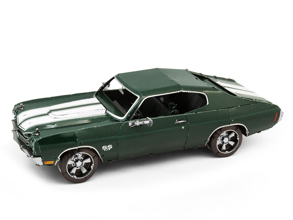 Model Kit 1970 Chevrolet Chevelle SS Green with White Stripes (Challenging Difficulty) Steel Model by Metal Earth - image 2