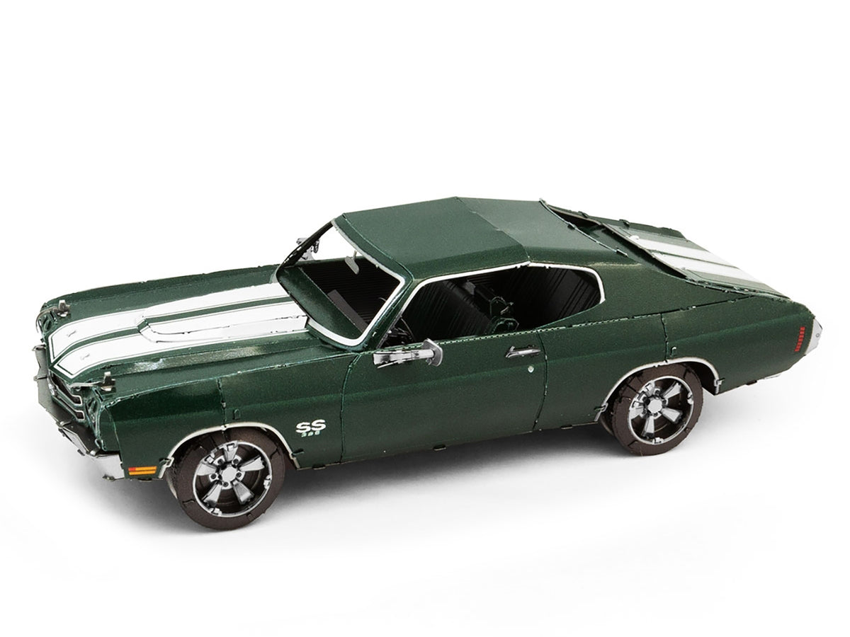 Model Kit 1970 Chevrolet Chevelle SS Green with White Stripes (Challenging Difficulty) Steel Model by Metal Earth - image 2