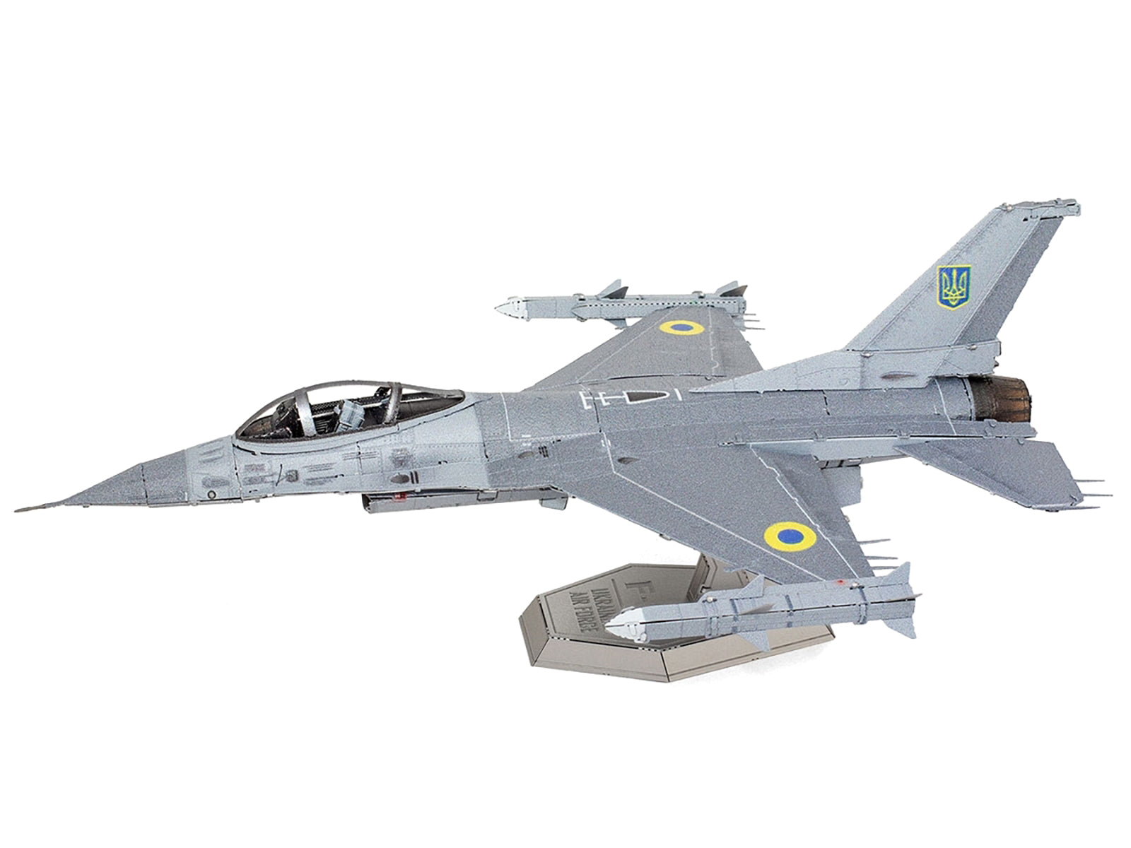 Model Kit Lockheed Martin F-16 Fighting Falcon Aircraft "Ukrainian Air Force" (Moderate Difficulty) Steel Model by Metal Earth - image 2