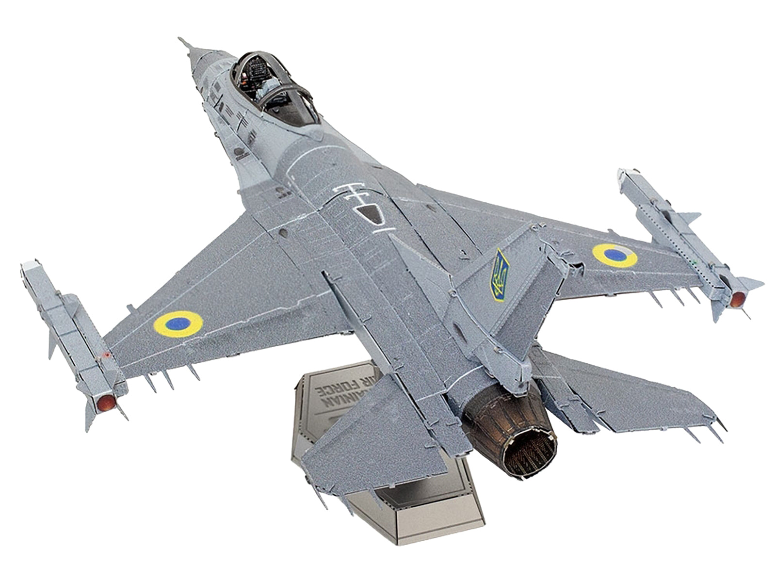 Model Kit Lockheed Martin F-16 Fighting Falcon Aircraft "Ukrainian Air Force" (Moderate Difficulty) Steel Model by Metal Earth - image 3