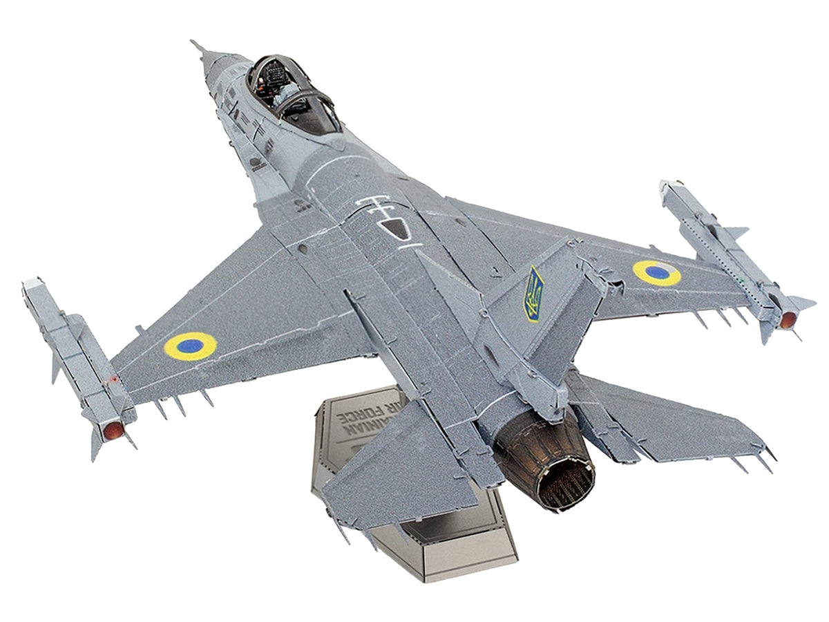 Model Kit Lockheed Martin F-16 Fighting Falcon Aircraft "Ukrainian Air Force" (Moderate Difficulty) Steel Model by Metal Earth - image 3