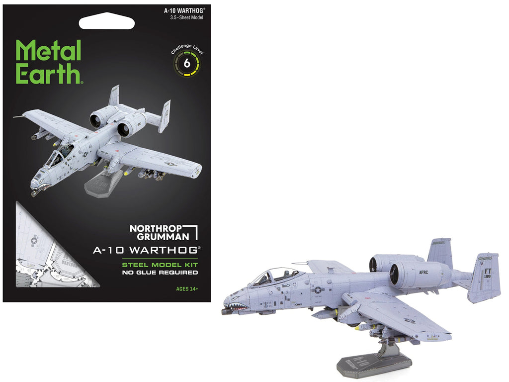 Model Kit Northrop Grumman A-10 "Warthog" Thunderbolt II Aircraft "United States Air Force" Gray (Moderate Difficulty) Steel Model by Metal Earth