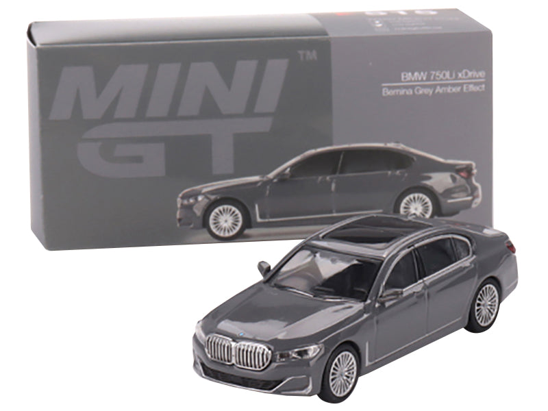 BMW 750Li xDrive Bernina Gray Amber Effect with Sunroof Limited Edition to 2400 pieces Worldwide 1/64 Diecast Model Car by Mini GT - image 4