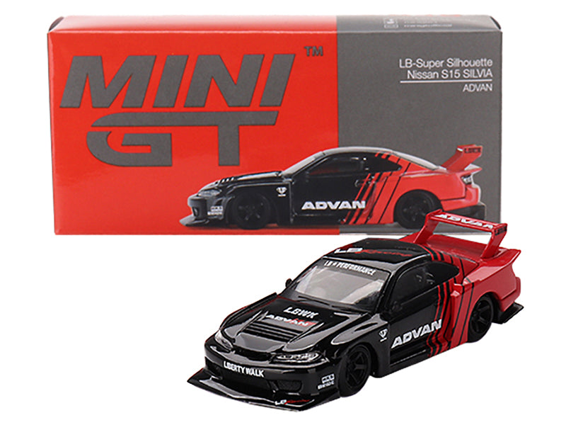 Nissan "LB-Super Silhouette" S15 SILVIA RHD (Right Hand Drive) Red and Black "ADVAN" Limited Edition 1/64 Diecast Model Car by Mini GT - image 4