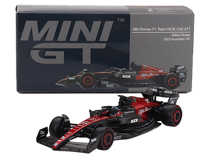 Alfa Romeo C43 #77 Valtteri Bottas "Alfa Romeo F1 Team Kick" Formula One F1 "Australian GP" (2023) Limited Edition 1/64 Diecast Model Car by Mini GT - image 4