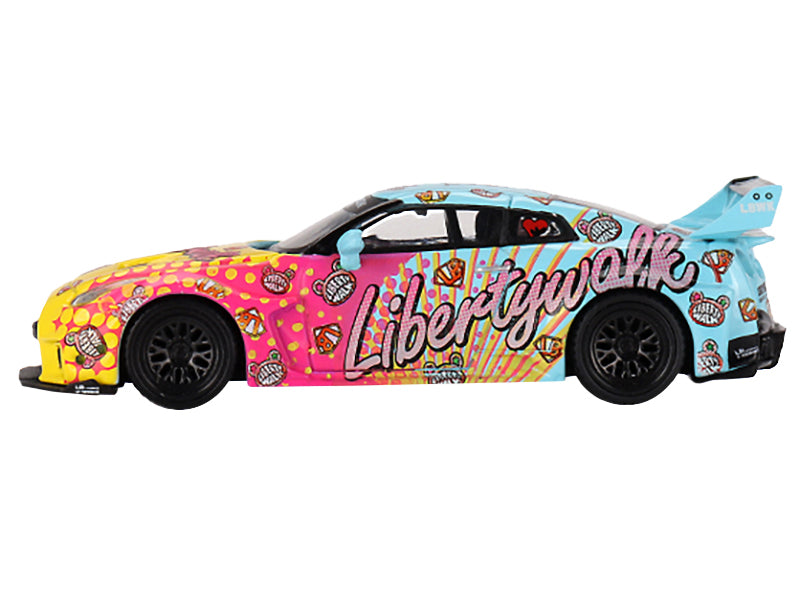 Nissan 35GT-RR Ver.1 "LB-Silhouette Works GT" Light Blue and Yellow with Graphics "LBWK KUMA" Limited Edition 1/64 Diecast Model Car by Mini GT - image 2
