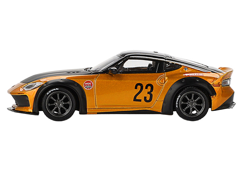 Nissan Fairlady Z #23 "LB-NATION WORKS" LB Gold Metallic with Matt Black Hood and Black Top Limited Edition 1/64 Diecast Model Car by Mini GT - image 2