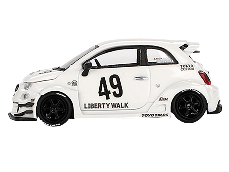 ABARTH 595 #49 "LB-Works x Abas Works" Gara White Limited Edition 1/64 Diecast Model Car by Mini GT - image 2