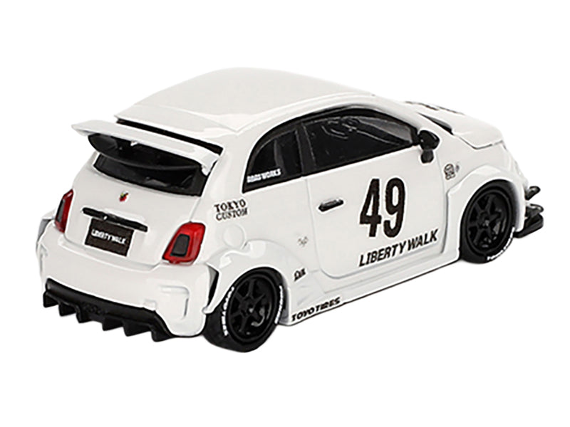 ABARTH 595 #49 "LB-Works x Abas Works" Gara White Limited Edition 1/64 Diecast Model Car by Mini GT - image 3