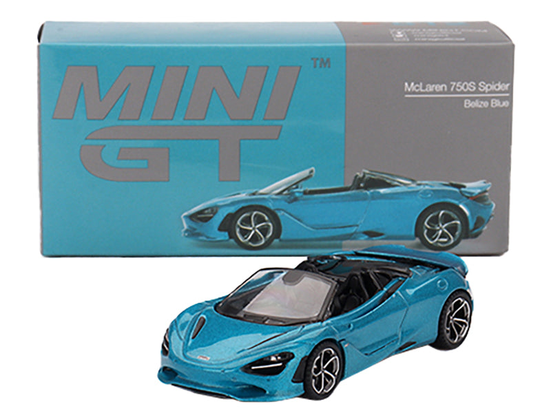 McLaren 750S Spider Belize Blue Metallic Limited Edition 1/64 Diecast Model Car by Mini GT - image 4