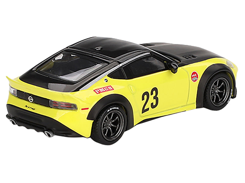 Nissan Z "LB-Nation Works" #23 Ikazuchi Yellow with Black Hood and Top Limited Edition 1/64 Diecast Model Car by Mini GT - image 3