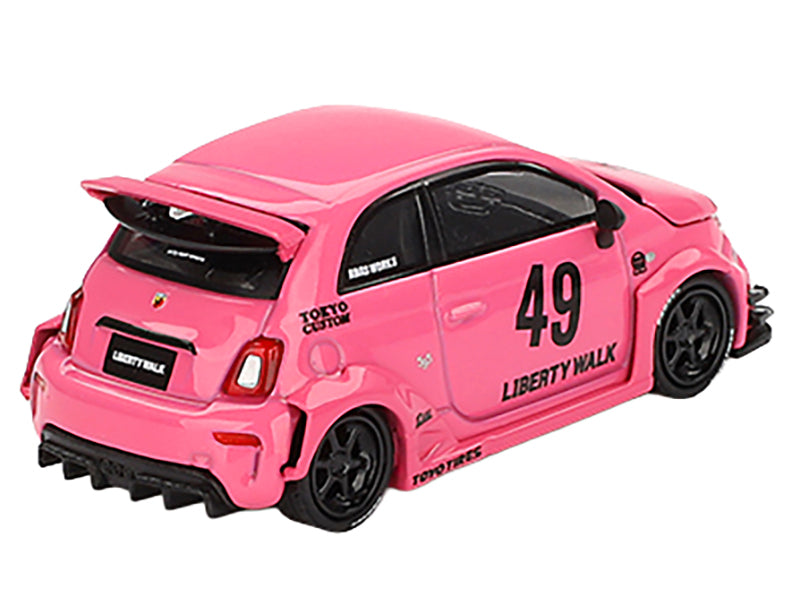ABARTH 595 #49 "LB-Works x Abas Works" Pink Limited Edition 1/64 Diecast Model Car by Mini GT - image 3