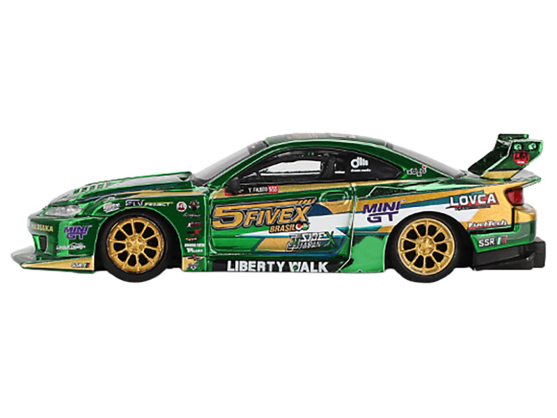 Nissan Silvia (S15) LB-Super Silhouette RHD (Right Hand Drive) "Fausto Racing 2024" Green Metallic Limited Edition 1/64 Diecast Model Car by Mini GT - image 2