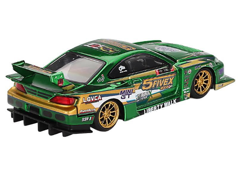 Nissan Silvia (S15) LB-Super Silhouette RHD (Right Hand Drive) "Fausto Racing 2024" Green Metallic Limited Edition 1/64 Diecast Model Car by Mini GT - image 3