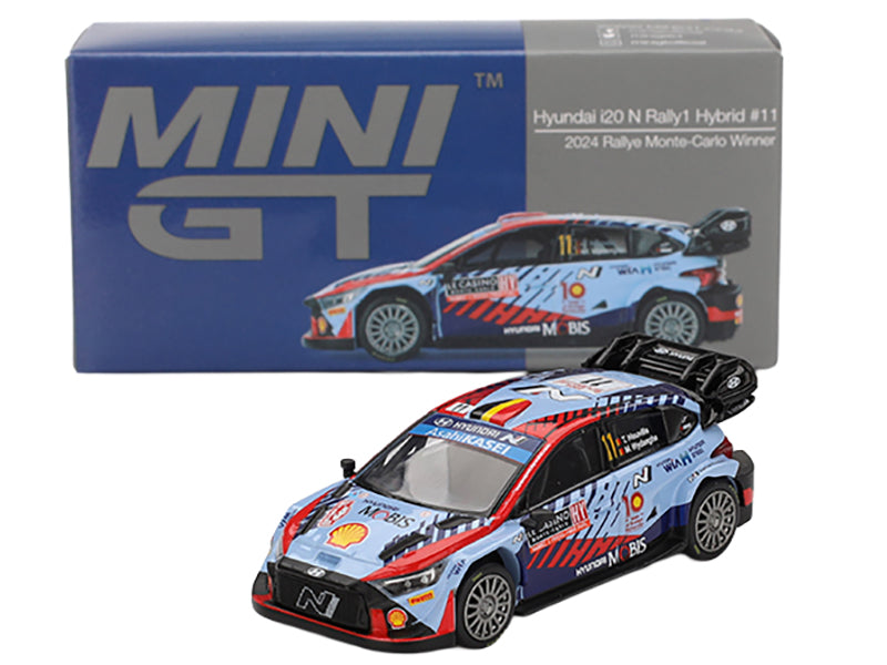Hyundai i20 N Rally1 Hybrid #11 Thierry Neuville - Martijn Wydaeghe Winner "Rallye Monte-Carlo" (2024) Limited Edition 1/64 Diecast Model Car by Mini GT - image 4