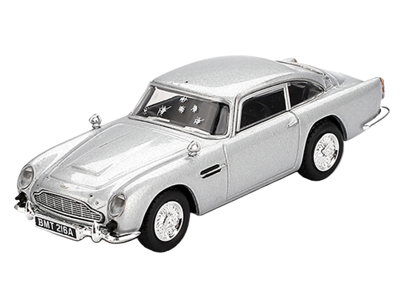 Aston Martin DB5 RHD (Right Hand Drive) Birch Silver Metallic (Damaged) 007 James Bond "Skyfall" (2012) Movie Limited Edition 1/64 Diecast Model Car by Mini GT