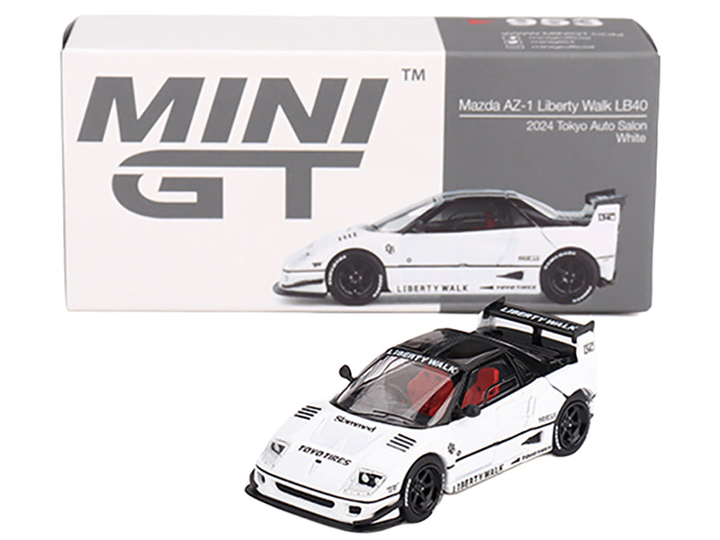 Mazda AZ-1 Liberty Walk LB40 RHD (Right Hand Drive) White with Black Top "2024 Tokyo Auto Salon" Limited Edition 1/64 Diecast Model Car by Mini GT - image 4