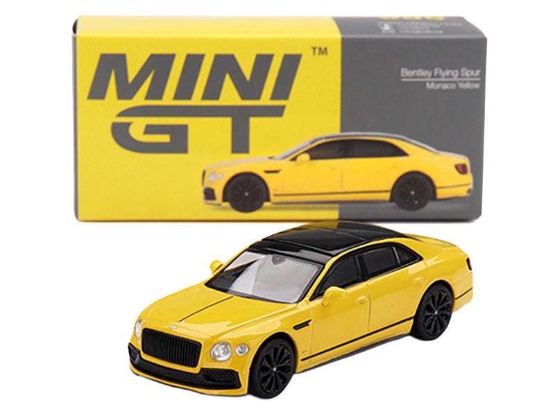 Bentley Flying Spur Monaco Yellow with Black Top Limited Edition 1/64 Diecast Model Car by Mini GT - image 4