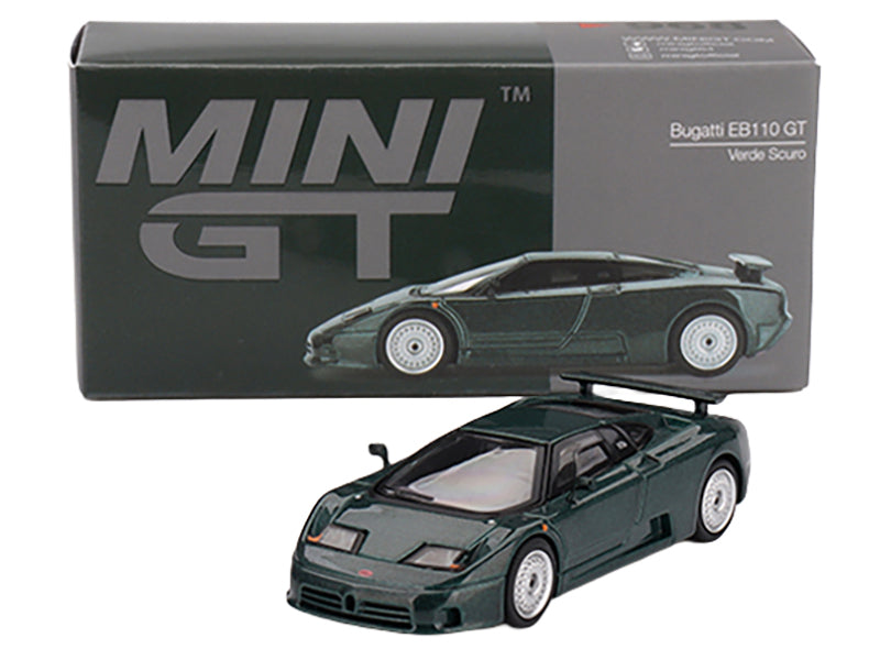 Bugatti EB110 GT Verde Scuro Dark Green Metallic Limited Edition 1/64 Diecast Model Car by Mini GT - image 4